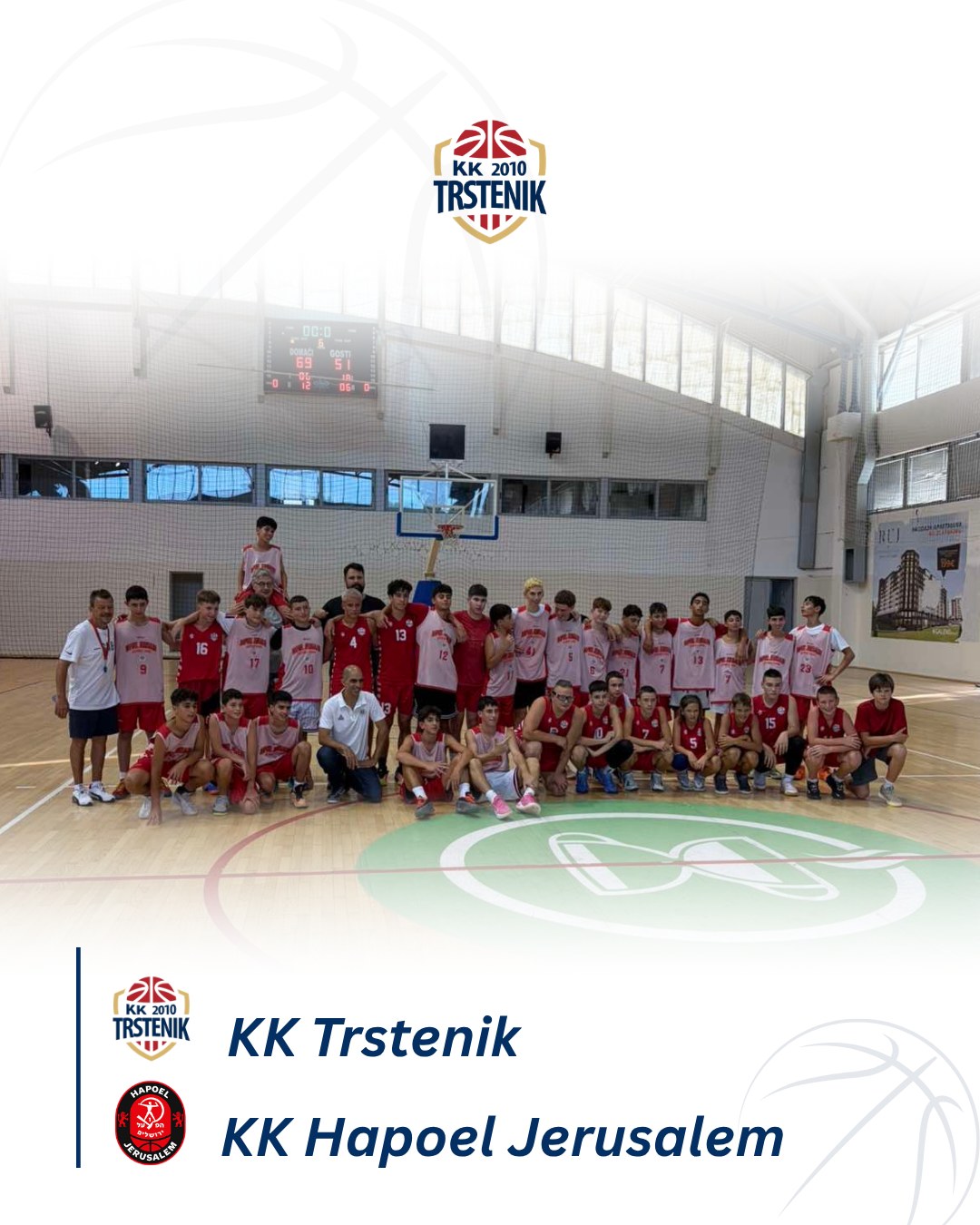 Zajednička fotografija igrača KK Trstenik i Hapoel Jerusalema posle prijateljske utakmice